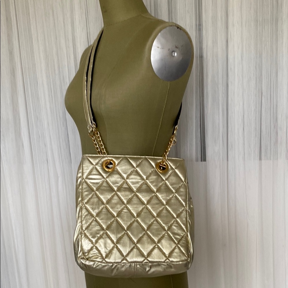 Gold Quilted Shoulder Fabric Crossbody Bag! Gold Hardware